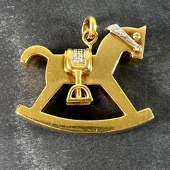 Al Angiolino & Zogno Large Rocking Horse 18K Yellow White Gold Diamond Pendant