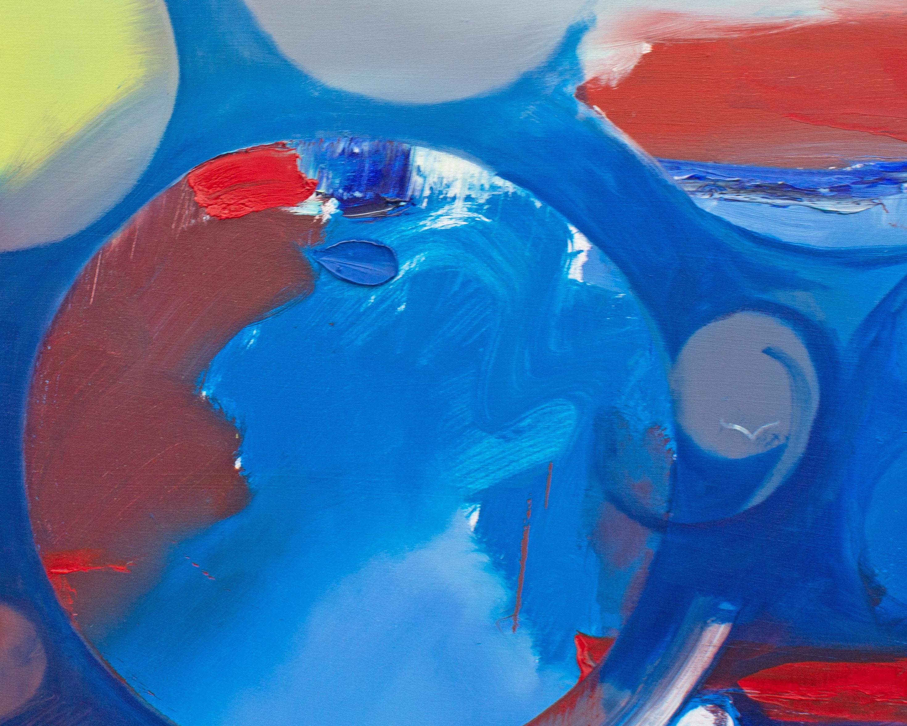 XXIe siècle et contemporain Huile sur toile abstraite Forcefield Blues signée Al Bright, 2002 en vente