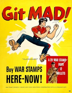 Original Vintage Poster Git Mad! by Al Capp Showing Lil' Abner 1944