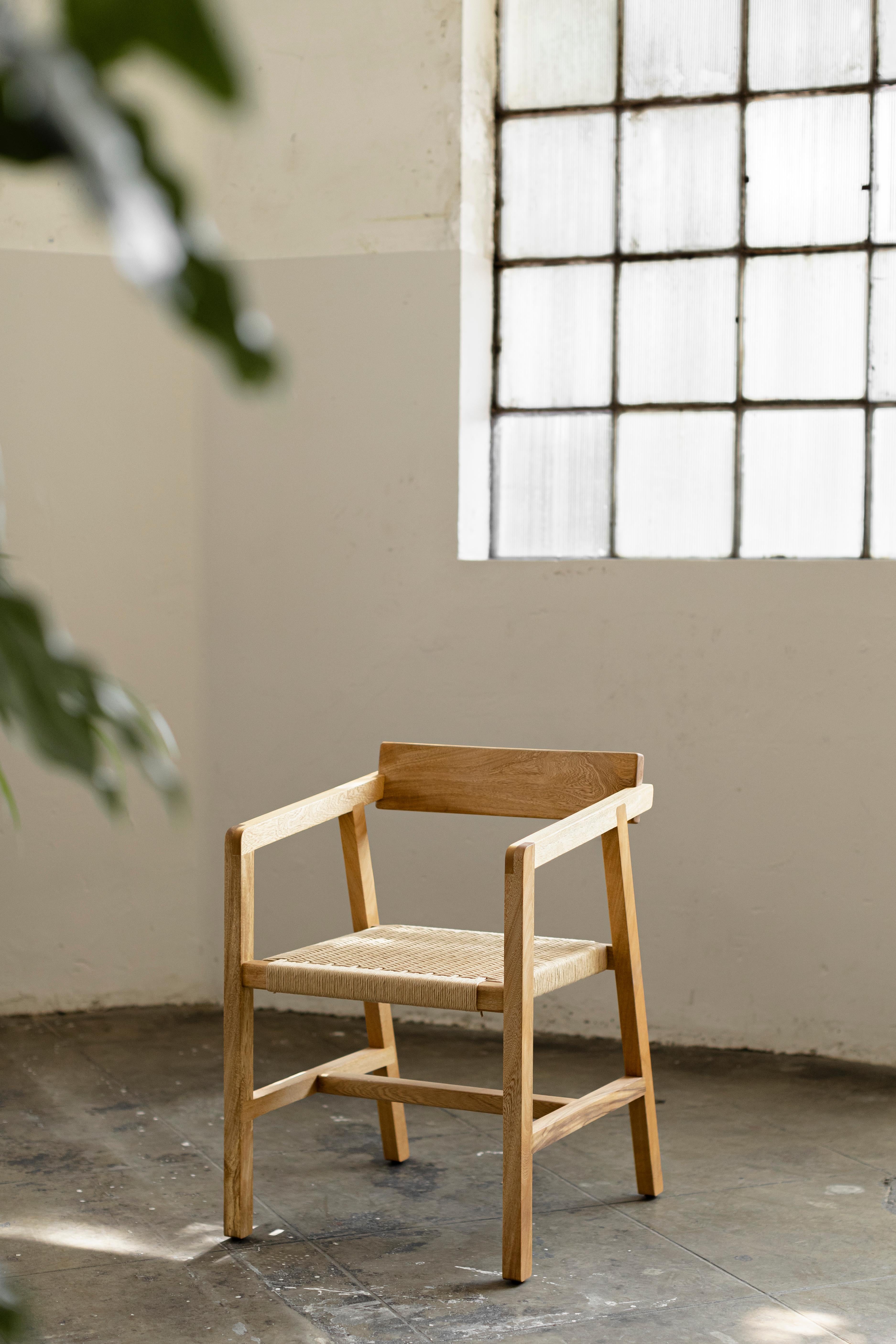 Modern AL Collection Wooden Chair Handwoven For Sale