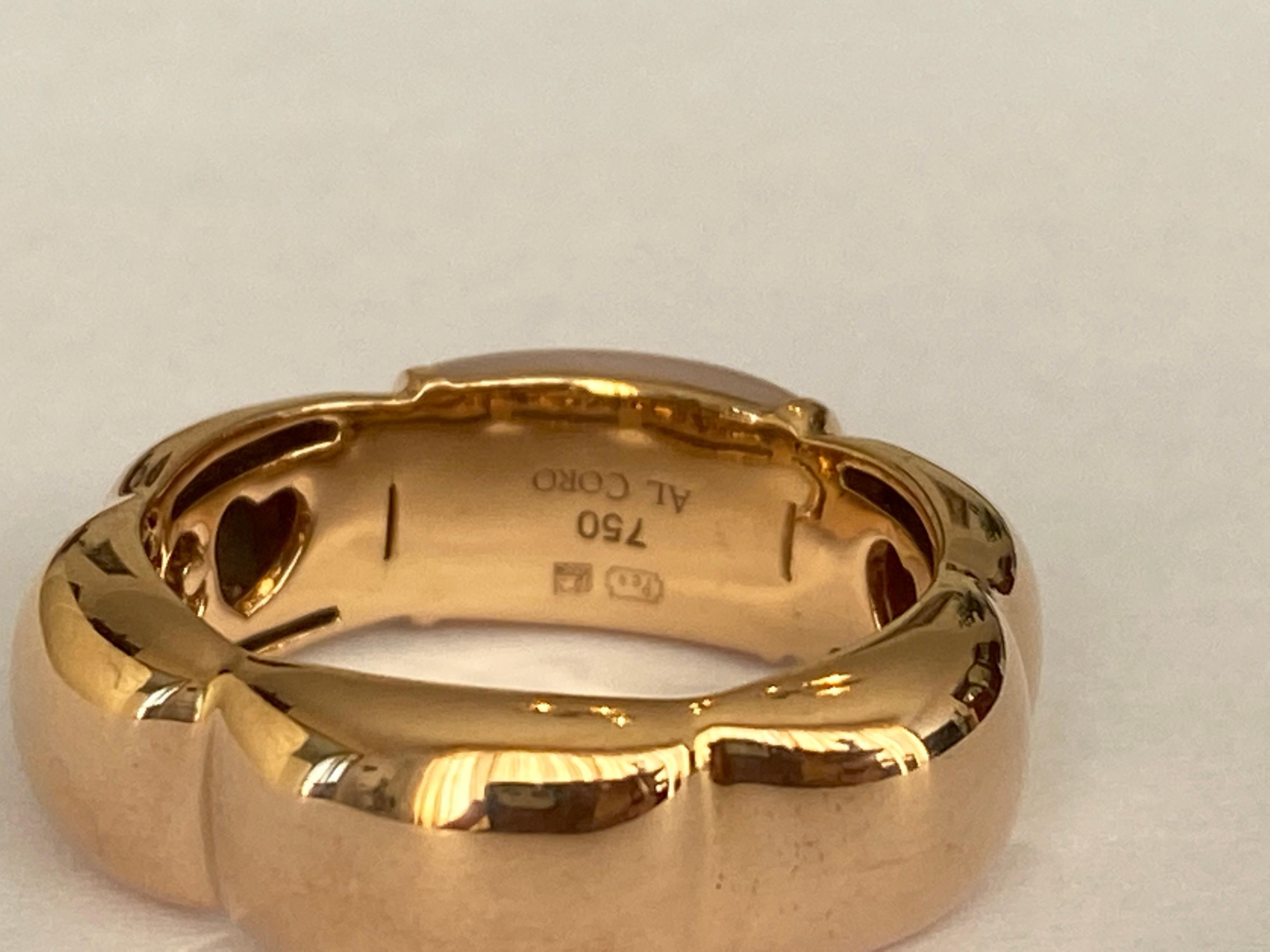 Women's or Men's Al Coro La Piazza chalcedony in 18k rose gold ring For Sale