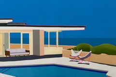 Used Aliso beach -original minimalism still life- landscape painting- modern art