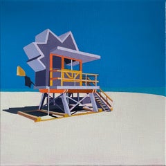 Lifeguard Hut 1 - Original realism oil landscape oil painting-contemporary Art