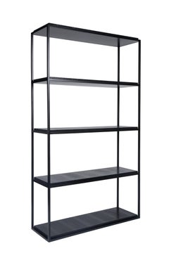 Al Fresco Bookcase in black iron and exotic leather