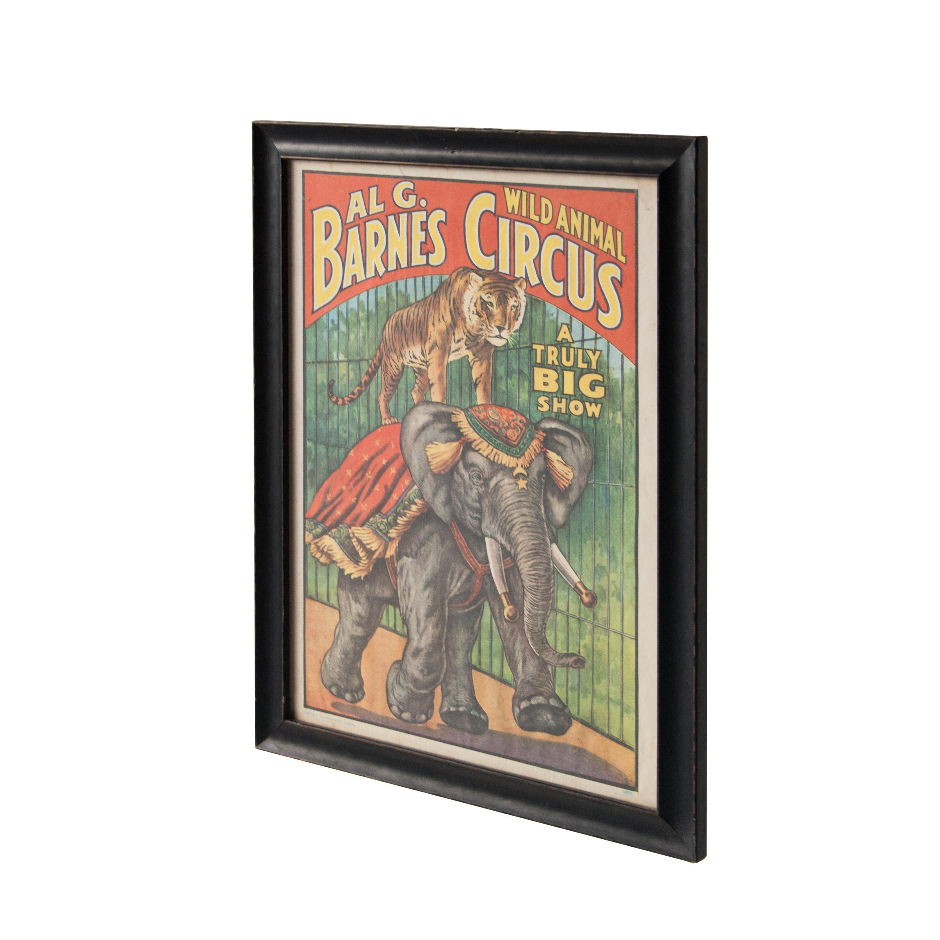 Original framed poster of famous Al G. Barnes Circus 