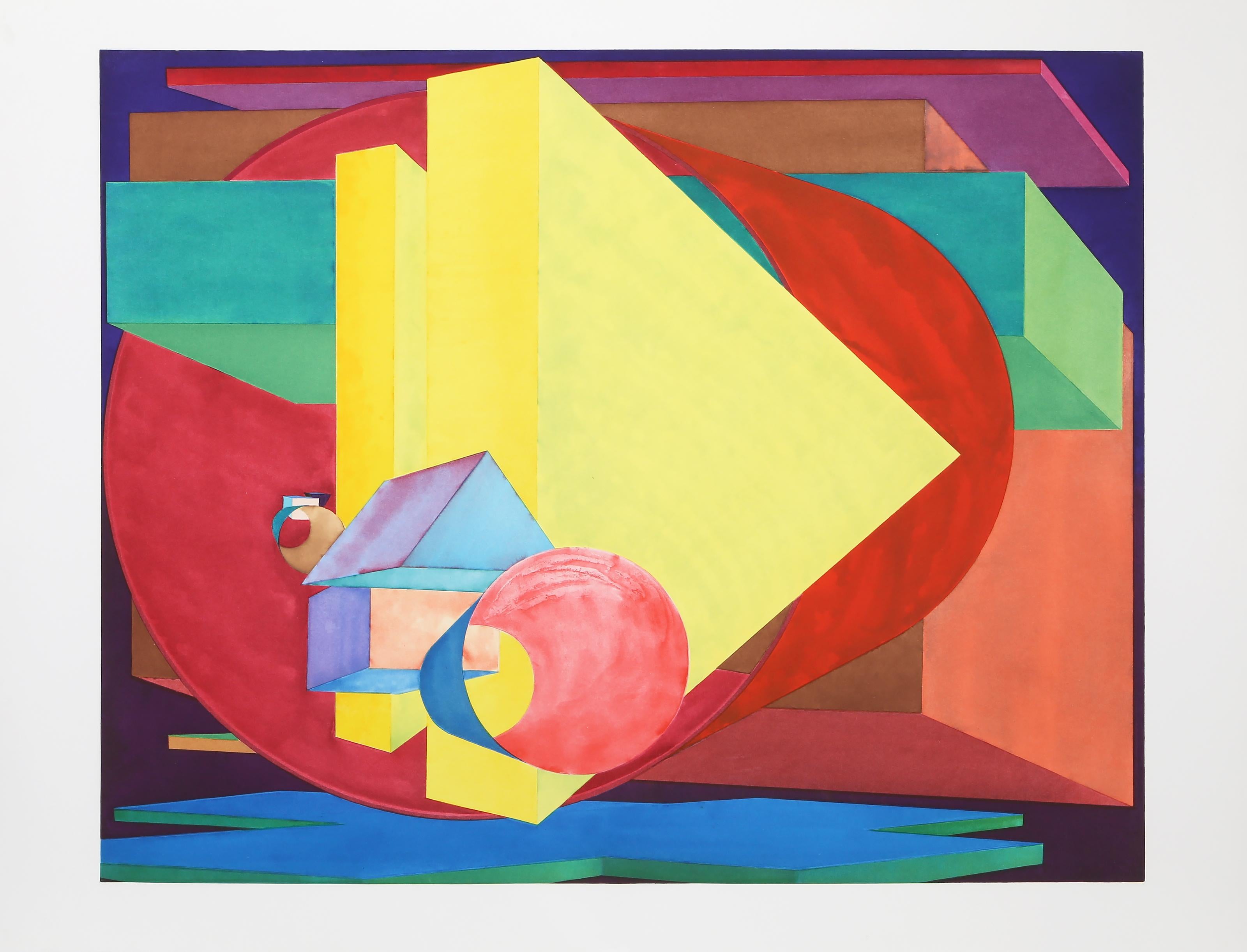 Putu, Large Colorful Geometric Abstract Etching by Al Held For Sale 1