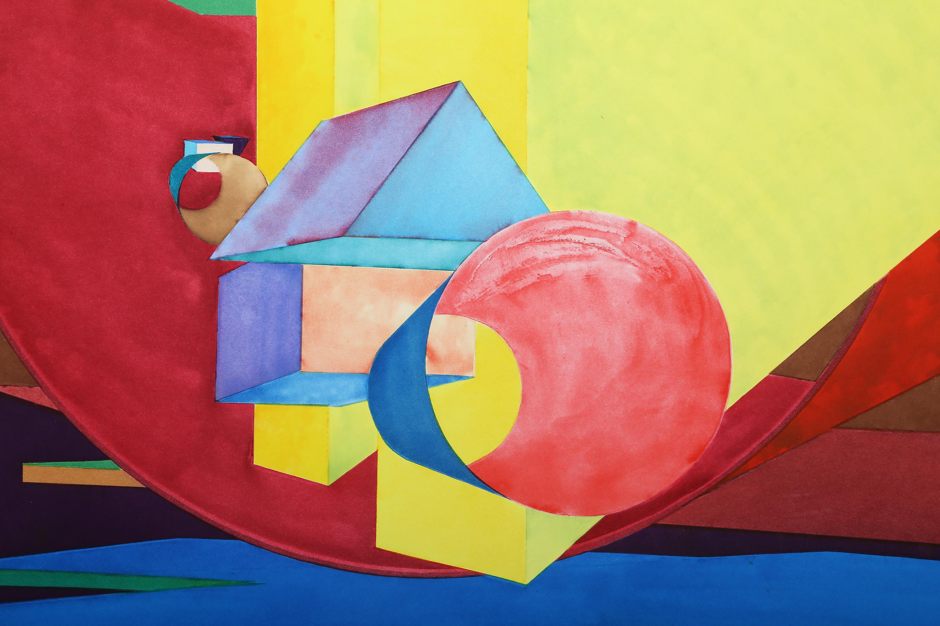 Putu, Large Colorful Geometric Abstract Etching by Al Held For Sale 3