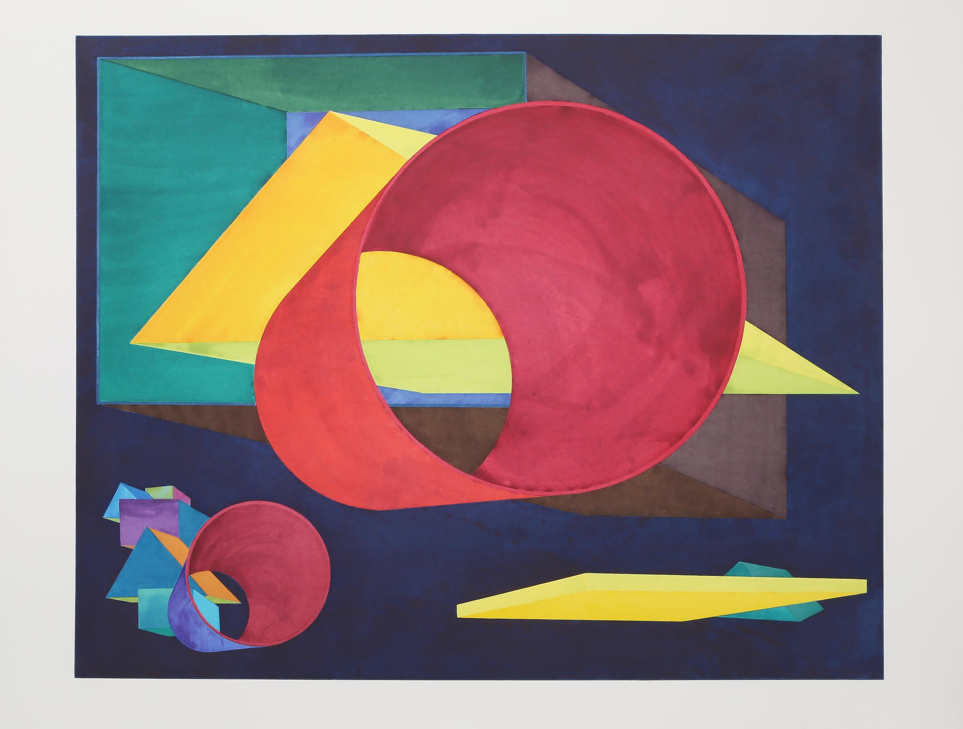 Russell's Way, Large Colorful Geometric Abstract Etching by Al Held For Sale 3