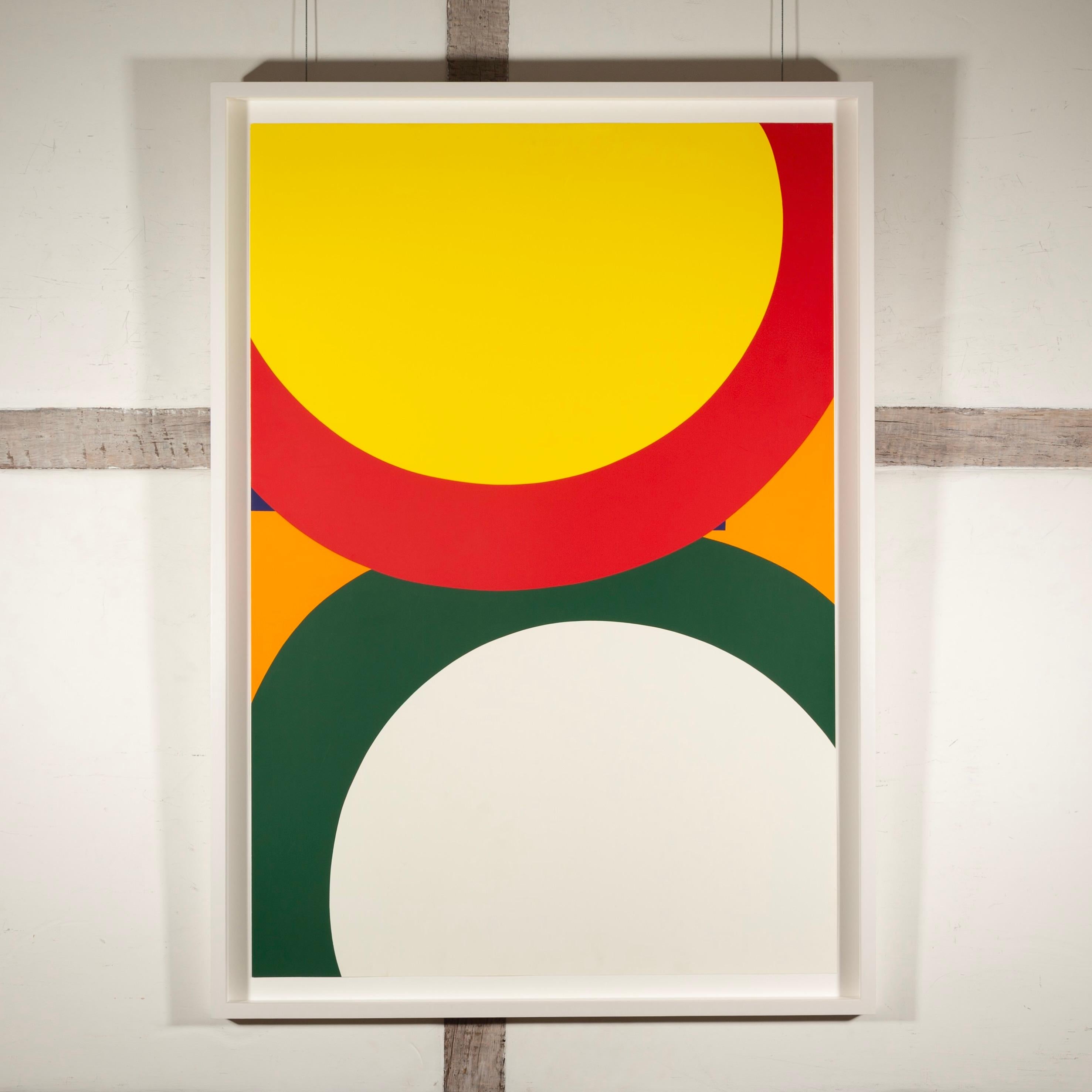 Senza titolo - Stampa a colori vivaci del XX secolo, cerchio giallo, rosso, verde e grigio - Print di Al Held