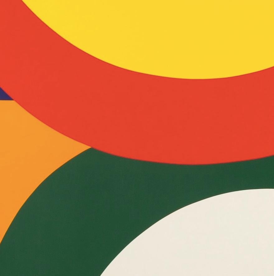 Senza titolo - Stampa a colori vivaci del XX secolo, cerchio giallo, rosso, verde e grigio - Abstract Print Grigio di Al Held