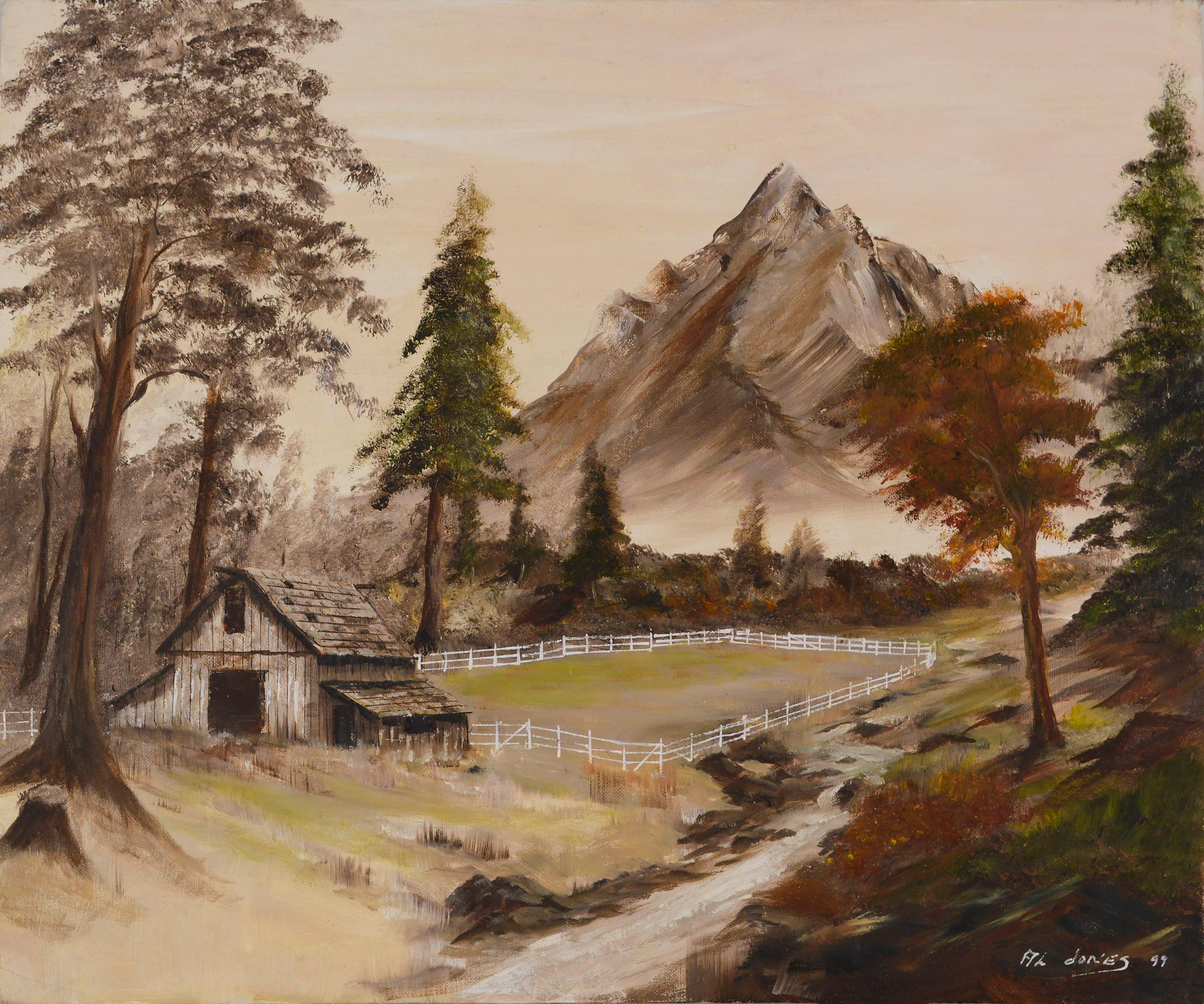 Al Jones Landscape Painting - Mountain Farm Landscape 