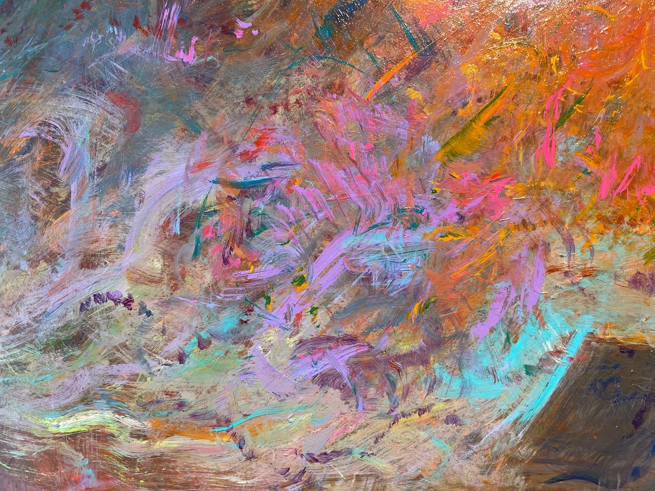 Awash in Hopeless Love, paesaggio espressionista astratto - Landscape Painting Marrone di Al Lachman 