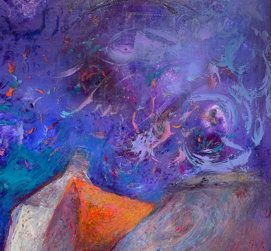 This Passing Night Was Heard, Abstract Expressionist Landscape - Purple Abstract Painting by Al Lachman 