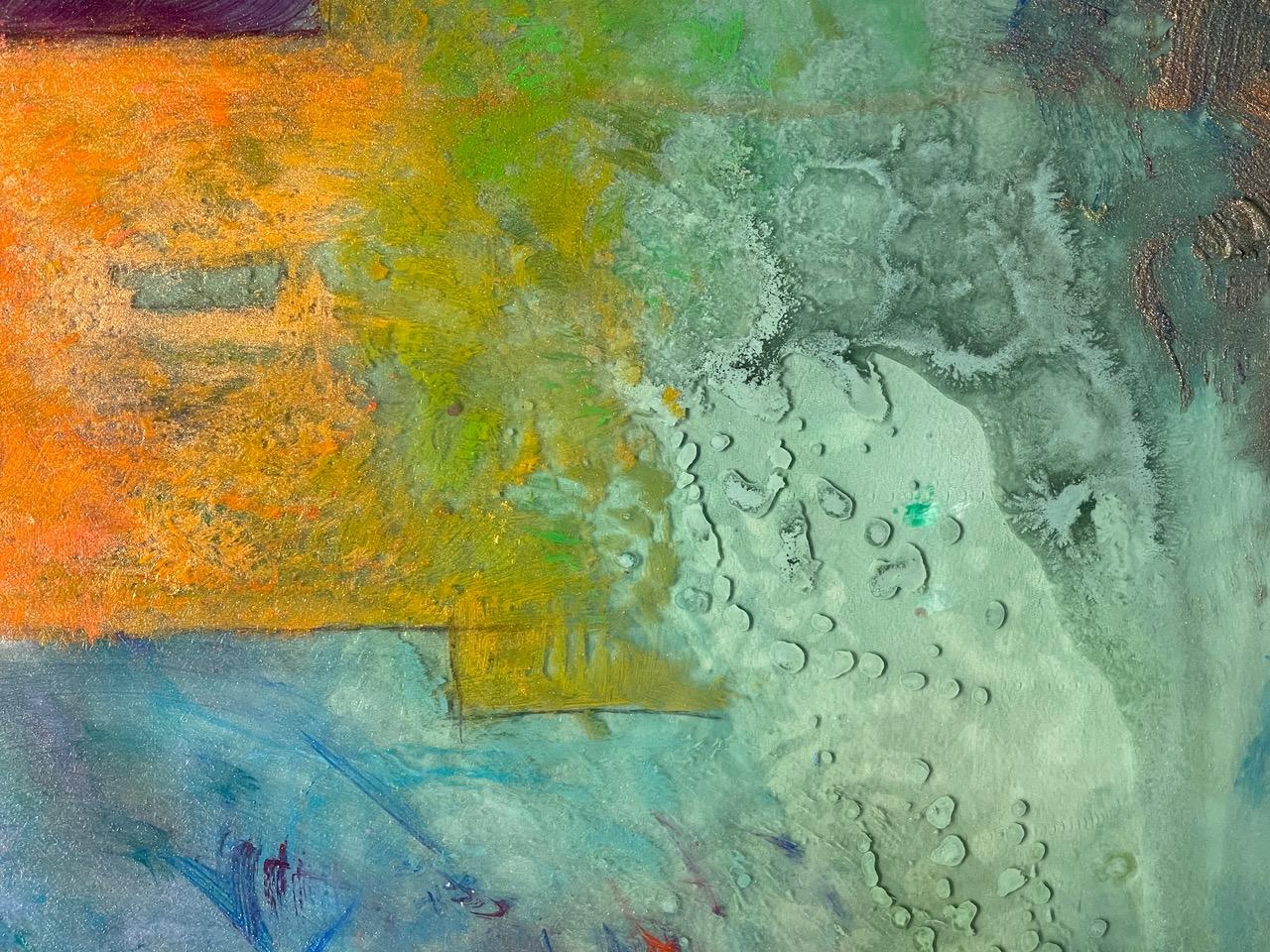 Amare ed essere amati, paesaggio espressionista astratto del maestro colorista - Landscape Painting Grigio di Al Lachman 