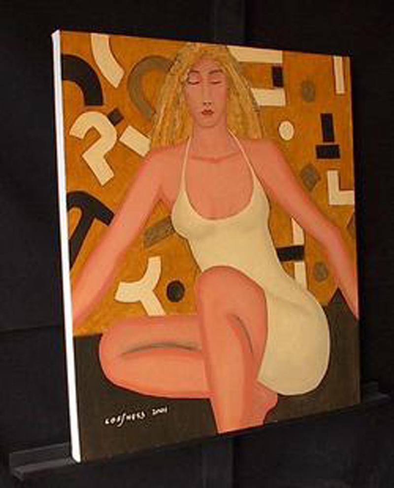 Ohne Titel - Frau in Gelb – Painting von Al Lofsness