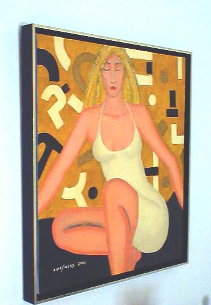 Ohne Titel - Frau in Gelb (Geometrische Abstraktion), Painting, von Al Lofsness