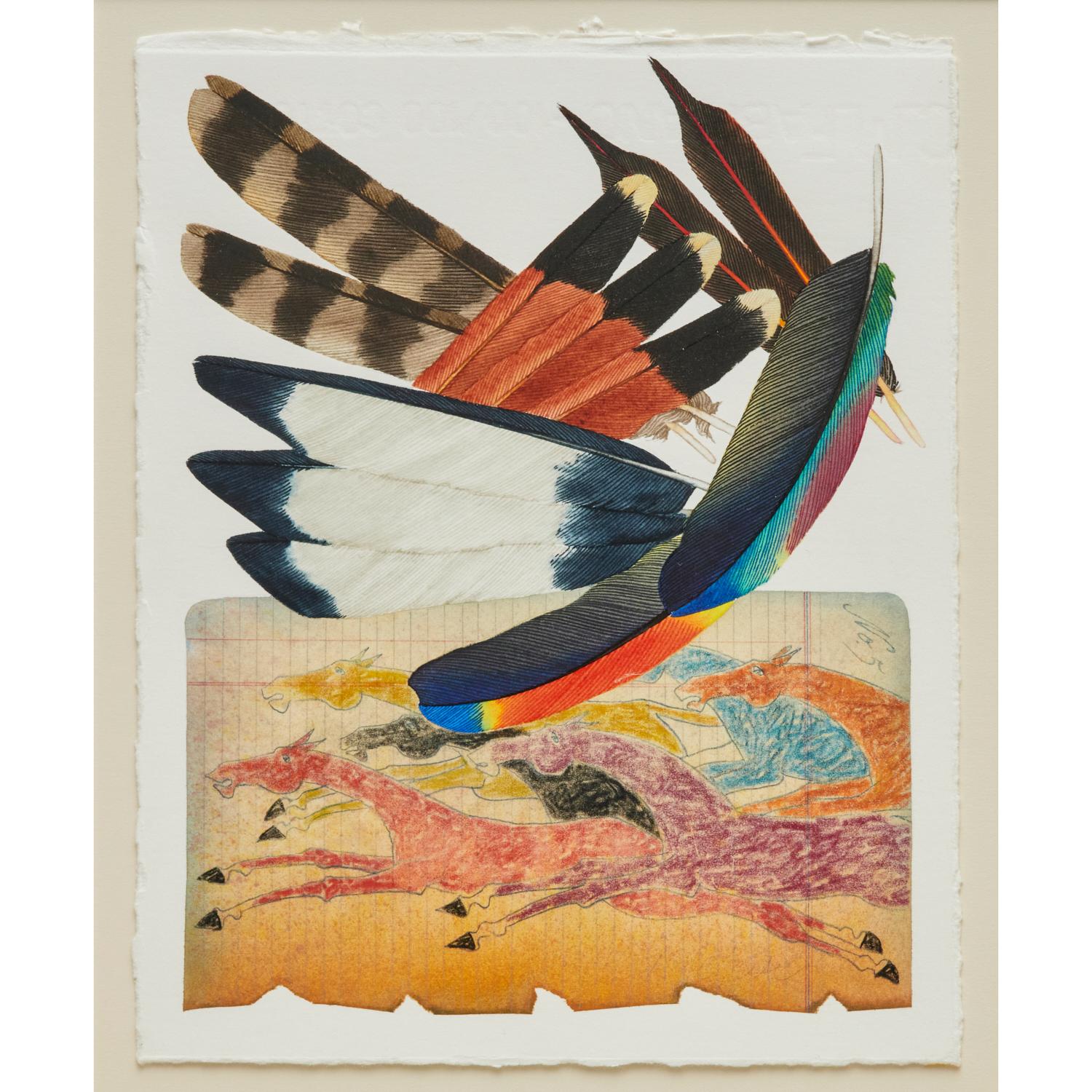 Title: Untitled (Ledger)
Artist: Al (Alvern) Lostetter (American, b. 1941)
Date: 2001
Medium: Watercolor and colored pencil on paper (mixed media)

A visually dynamic and symbolically rich mixed media composition by Al Lostetter, blending