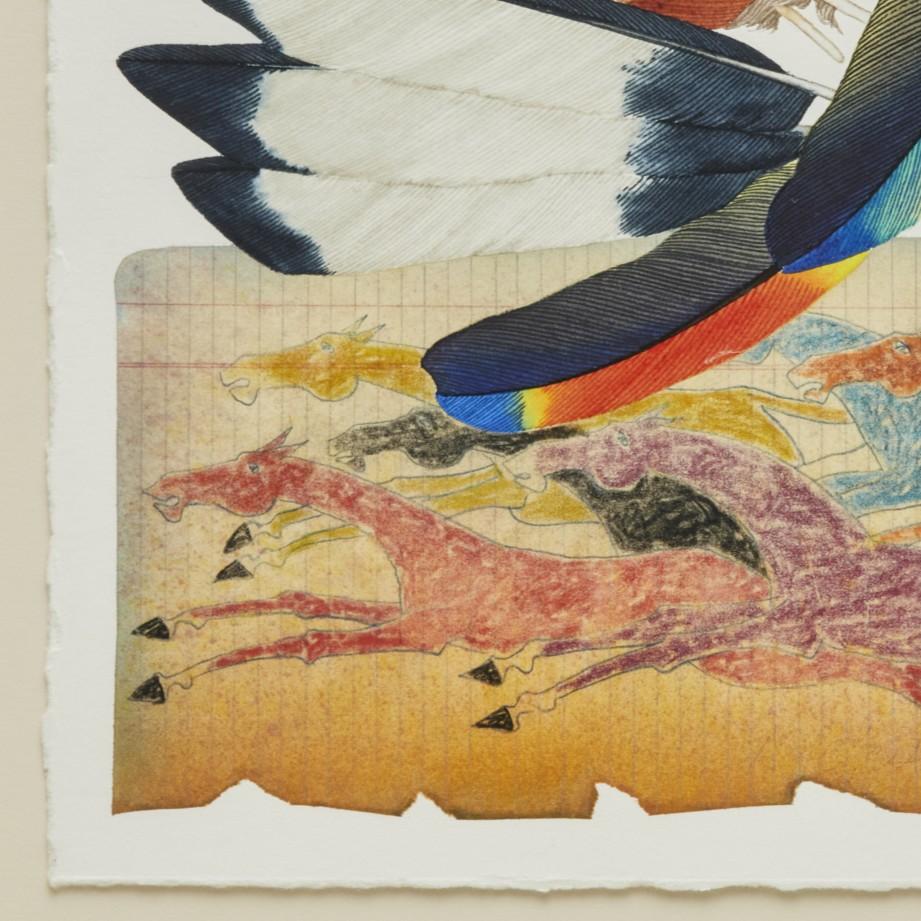 Hand-Painted Al Lostetter ‘Untitled (Ledger)’, 2001, Framed Mixed Media Native American Motif For Sale