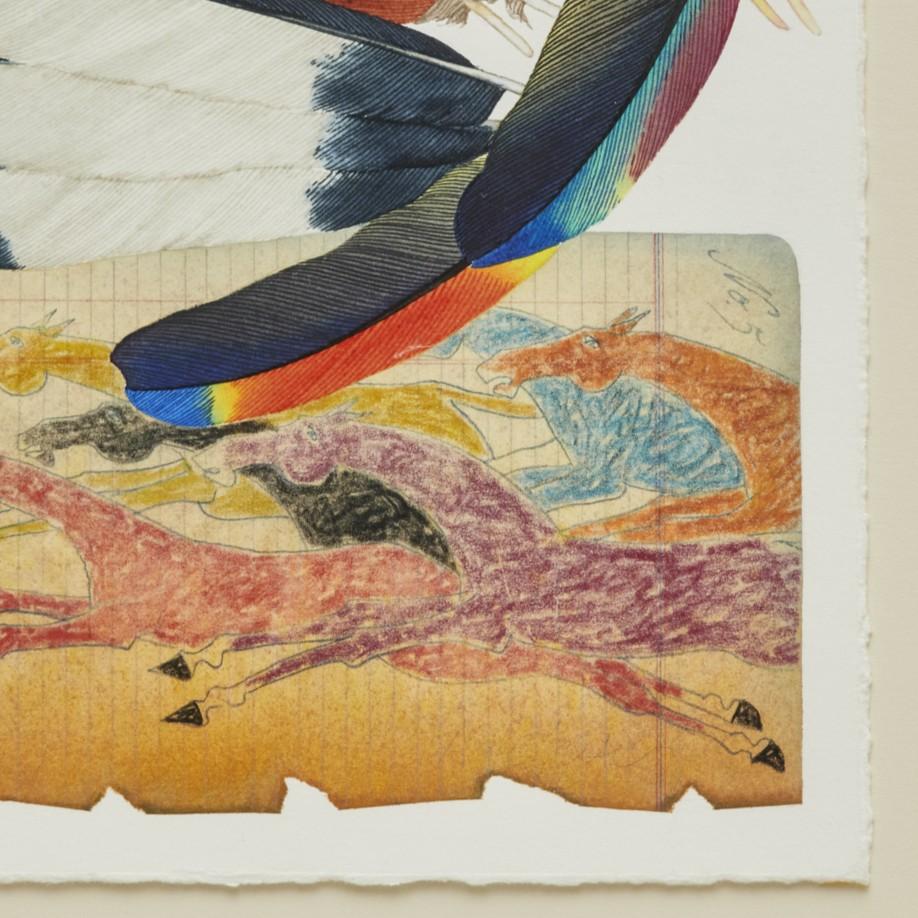 Contemporary Al Lostetter ‘Untitled (Ledger)’, 2001, Framed Mixed Media Native American Motif For Sale