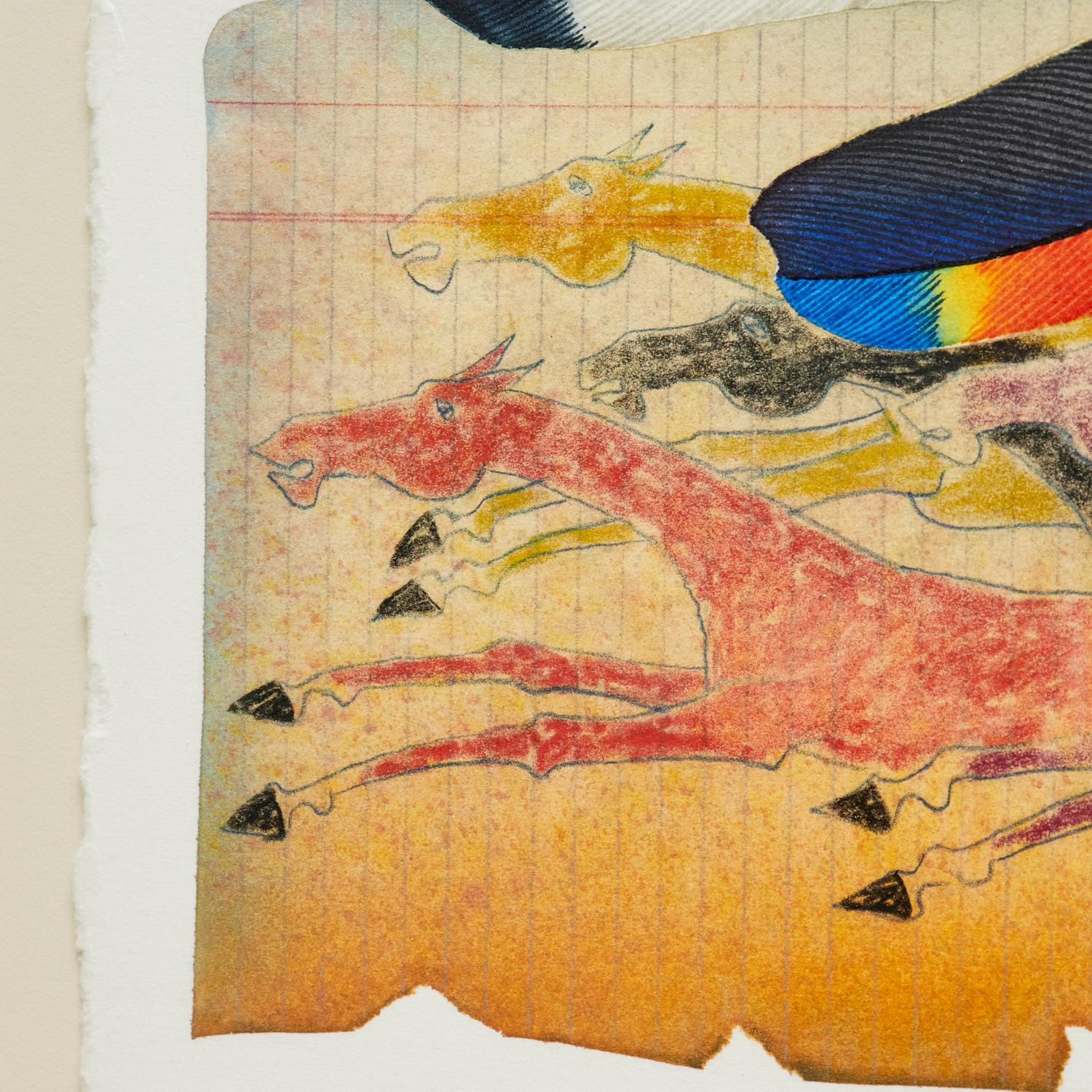 Glass Al Lostetter ‘Untitled (Ledger)’, 2001, Framed Mixed Media Native American Motif For Sale