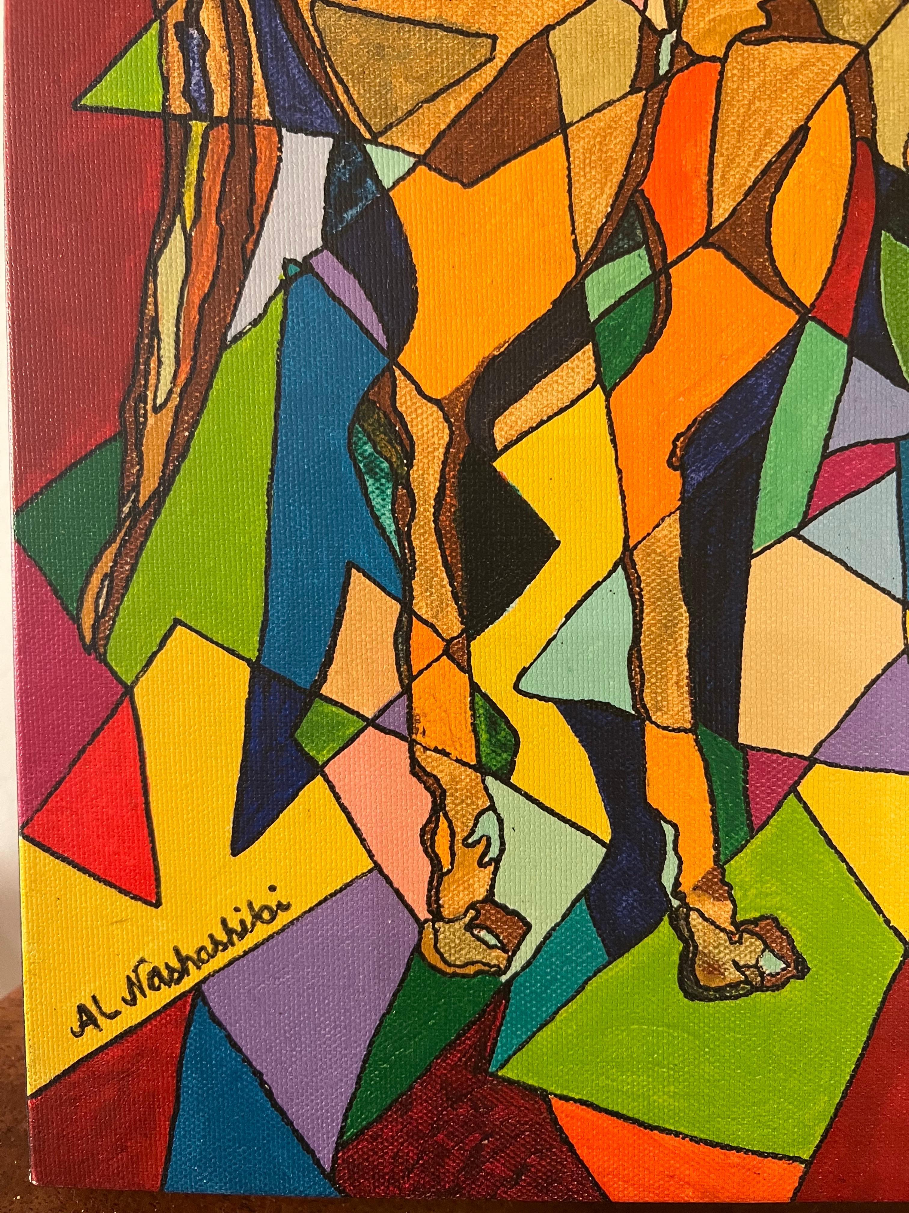 San Diego Artist Al Nashashibi, Giclee printed abstract multicolored horse unframed.