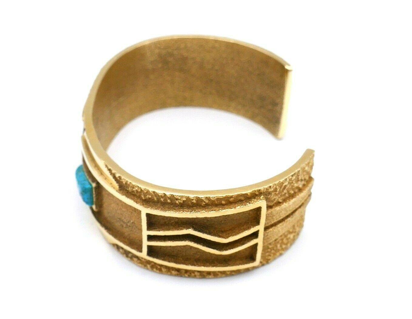 Artisan Al Nez Yellow Gold Turquoise Cuff Bracelet