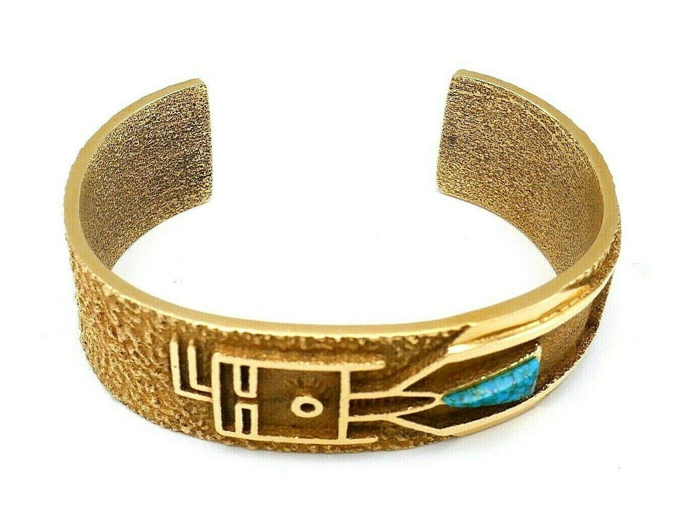Al Nez Yellow Gold Turquoise Cuff Bracelet 1