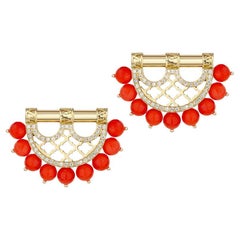 Al Noor Heritage Earrings in Coral
