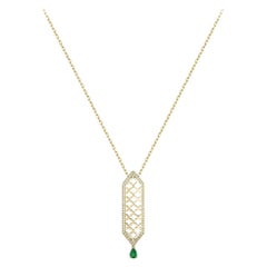 Al Noor Lace Signature Long Pendant Emerald