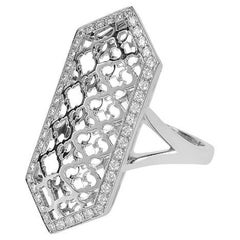 Al Noor Lace Signature Ring in White Gold