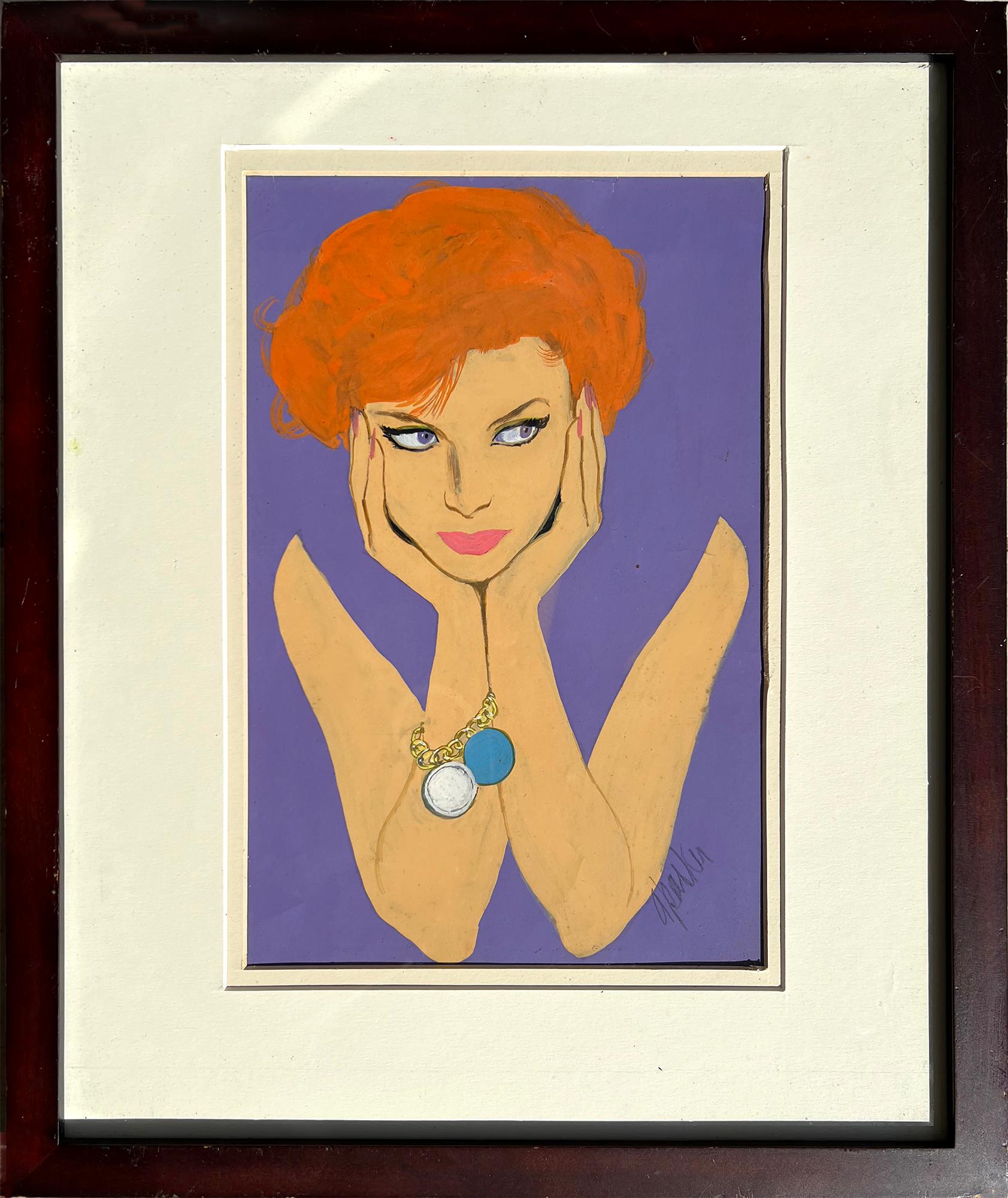 Glamorous Redhead Iconic Mid-Century Illustration  For Sale 3