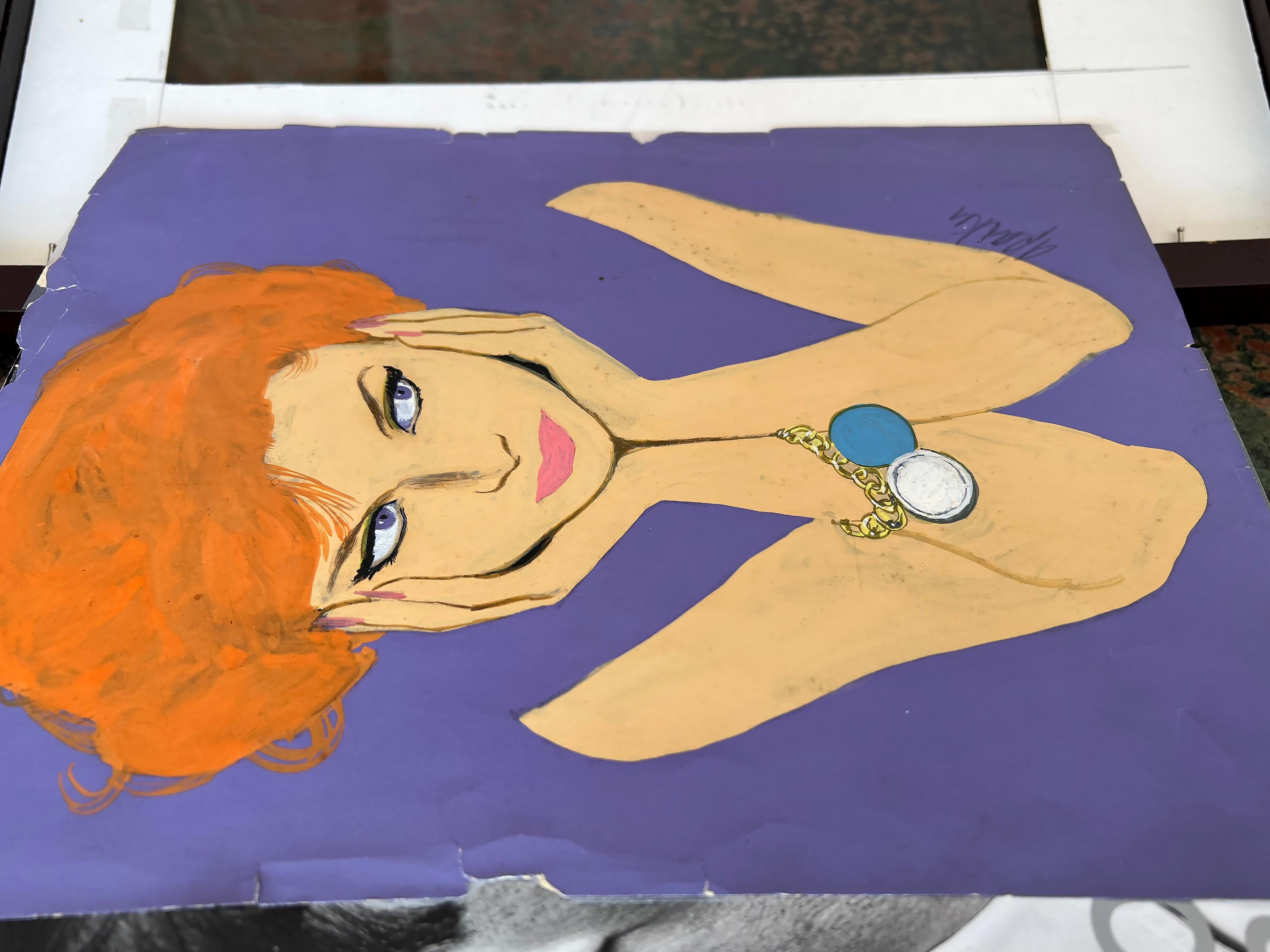 Glamorous Redhead Iconic Mid-Century Illustration  For Sale 5