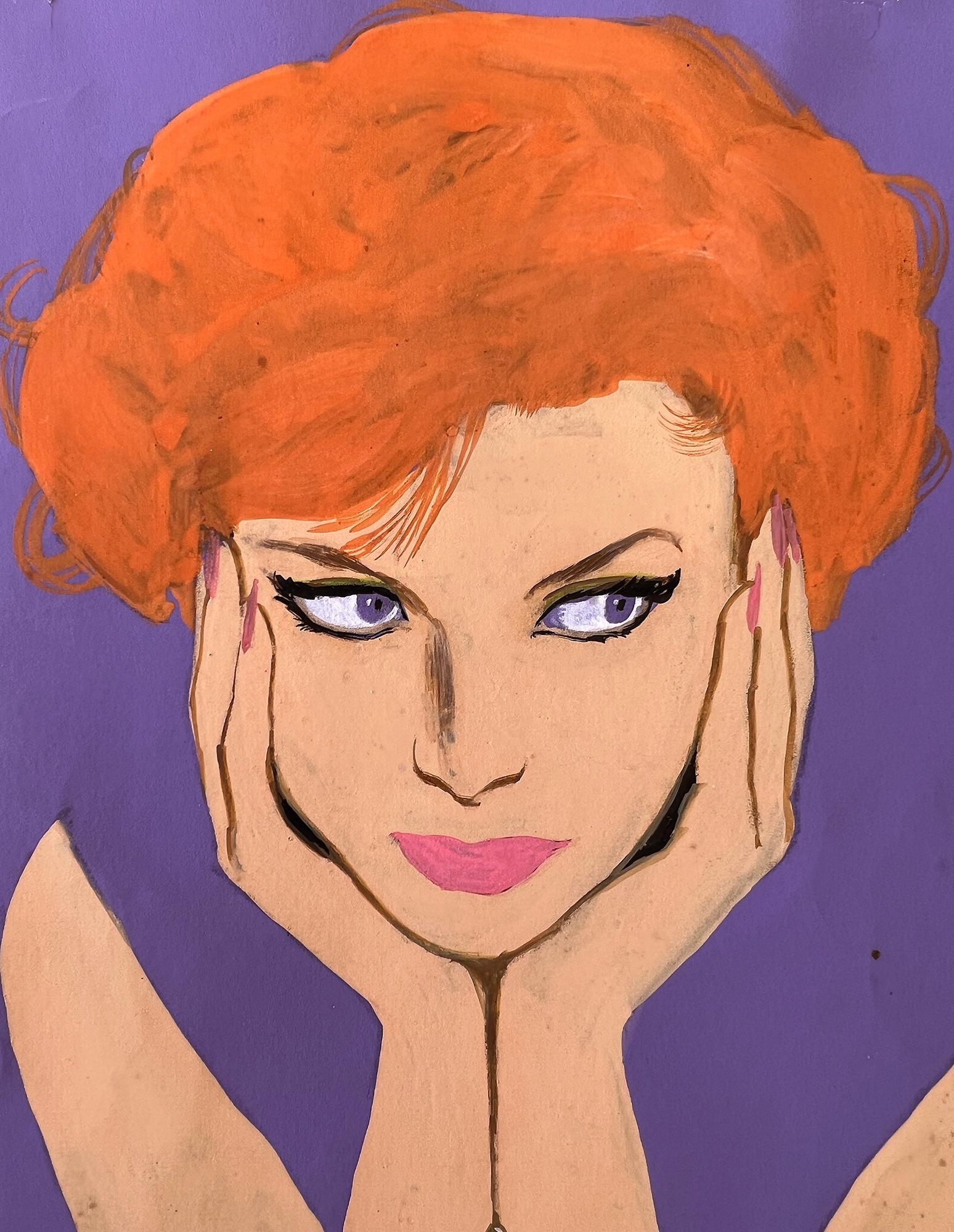 Glamorous Redhead Iconic Mid-Century Illustration  - Painting by Al Parker