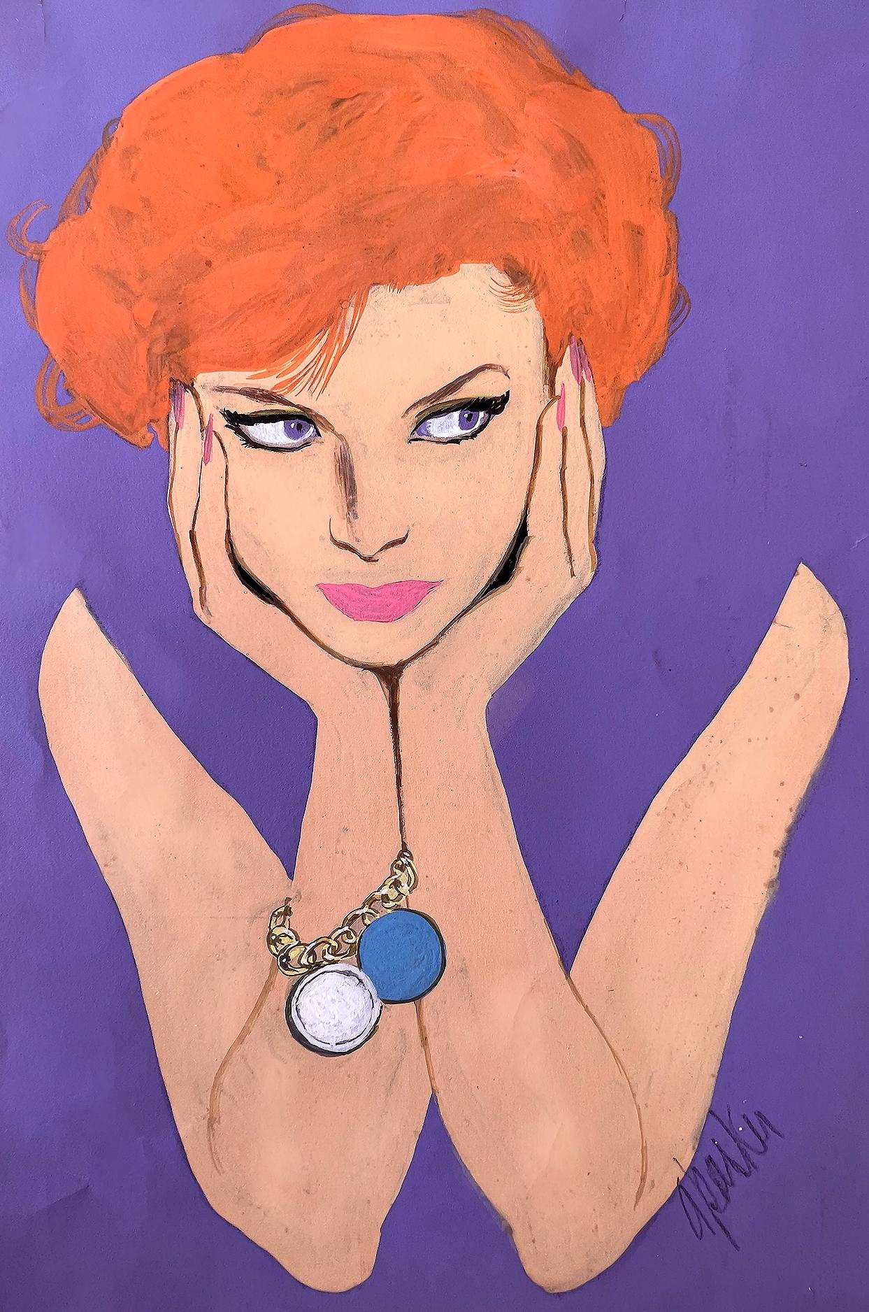 Glamorous Redhead Iconic Mid-Century Illustration 