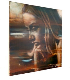 Momento II, Emily: Ritratto realistico mescolato con striature di colore astratte