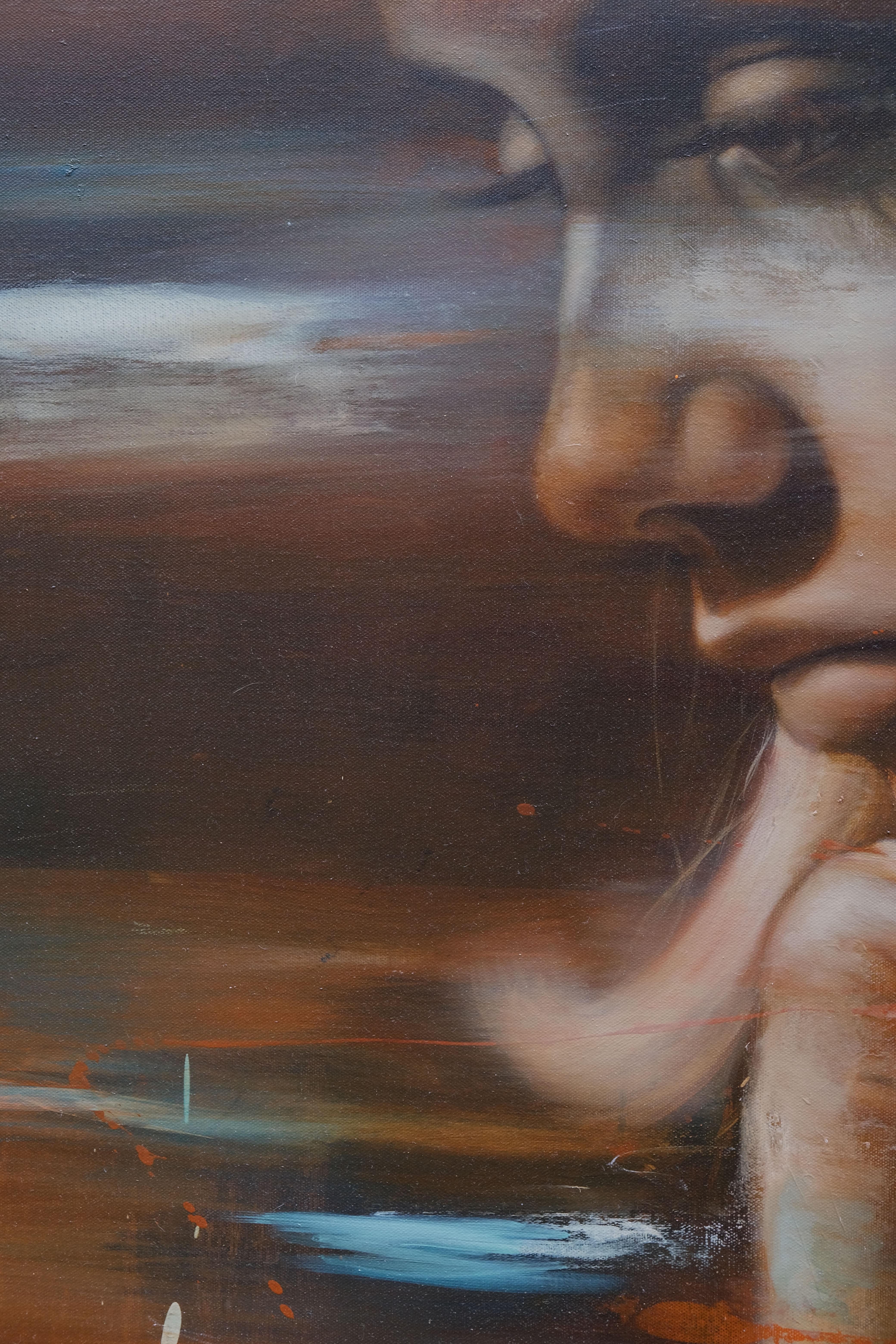 Momento II, Emily: Realistic Portrait Blended with Abstract Color Streaks For Sale 1