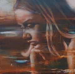 Momento II, Emily: Realistic Portrait Blended with Abstract Color Streaks