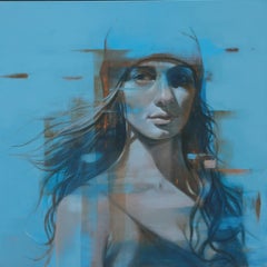 Summer Breeze II- 21st Century Contemporary Portrait Painting of a Girl