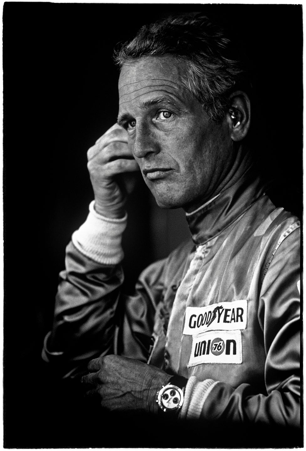 Paul Newman/Sebring 12-Hour Race, Florida by Al Satterwhite is listed as a 36 x 24 inch archival pigment print, available in an edition of 25. 
This photograph is signed, titled, dated, print date, and numbered by Al Satterwhite.
Also available in