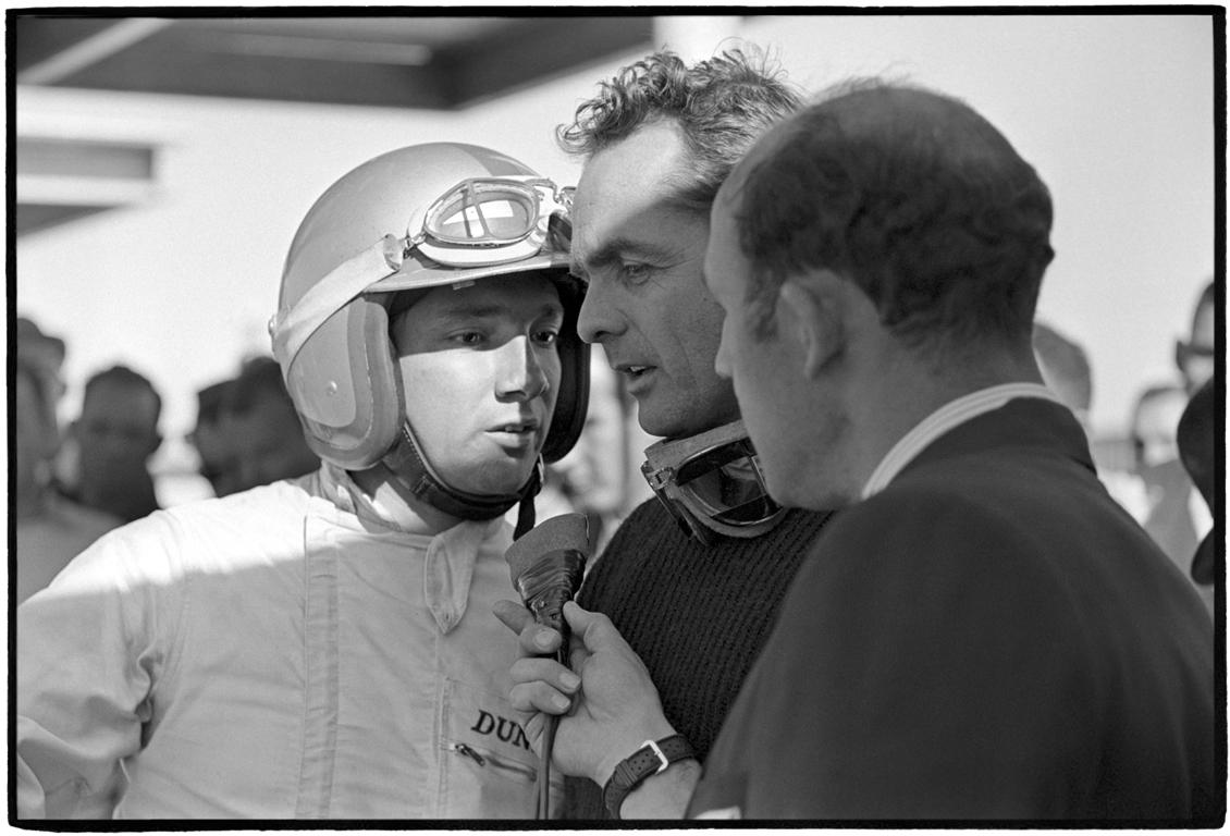 Pedro Rodriguez & Phil Hill being interviewed by Stirling Moss