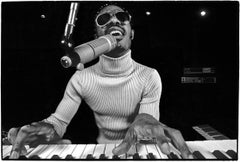 Stevie Wonder / Los Angeles, V2 - Black and White Portrait, Musician, Piano