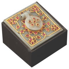 Antique Al Thani Collection, a Mughal Indian Square White Jade Inkwell Cover, circa 1800