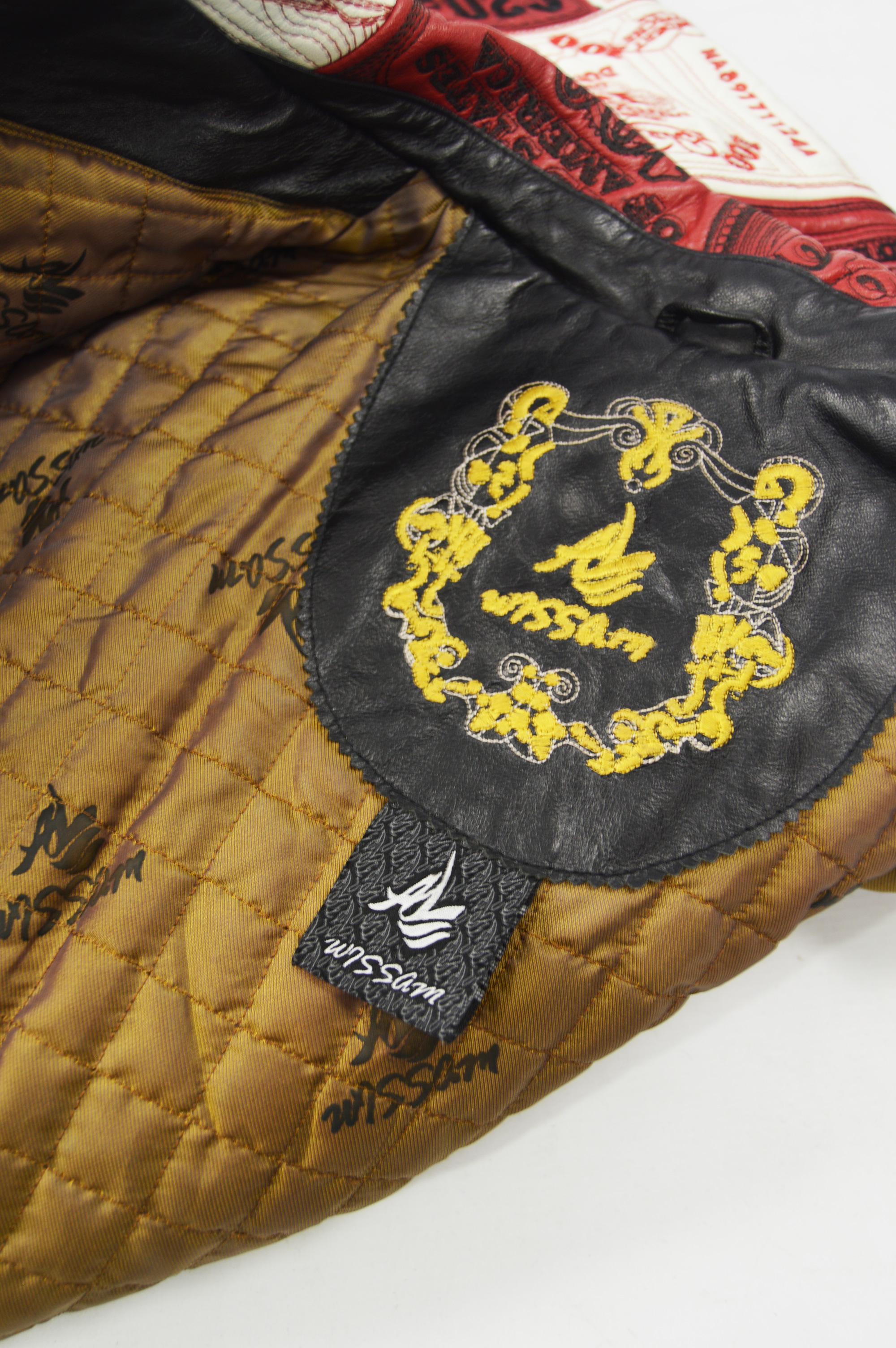 Al Wissam Stark bestickte Herren Lederjacke in Übergröße im Angebot 3