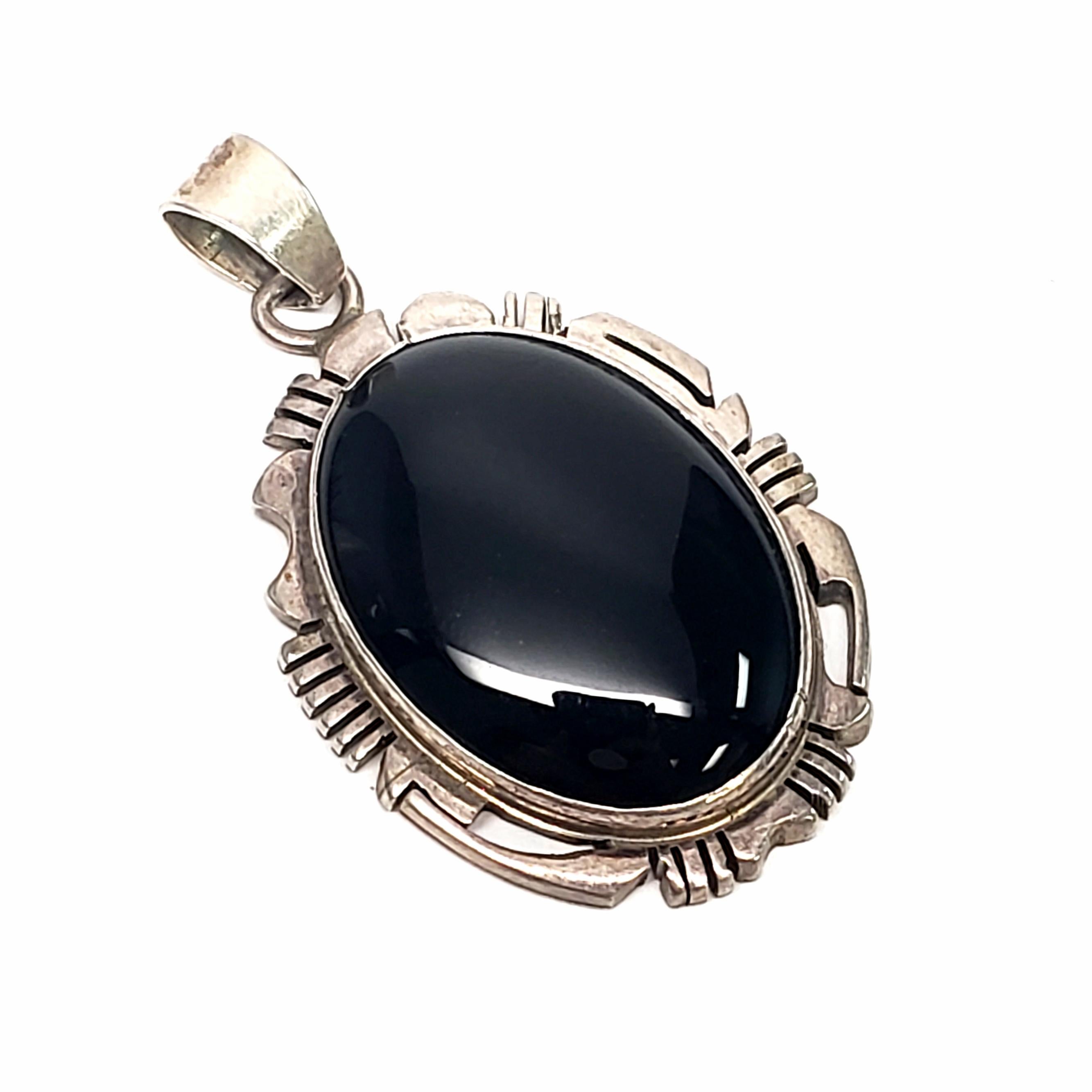 Al Yazzie Native American Navajo Sterling Silver Onyx Pendant at 1stDibs