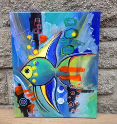 Happy fish, Painting, Acrylic on Canvas