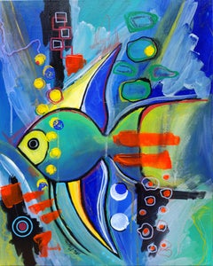 Happy fish, Painting, Acrylic on Canvas