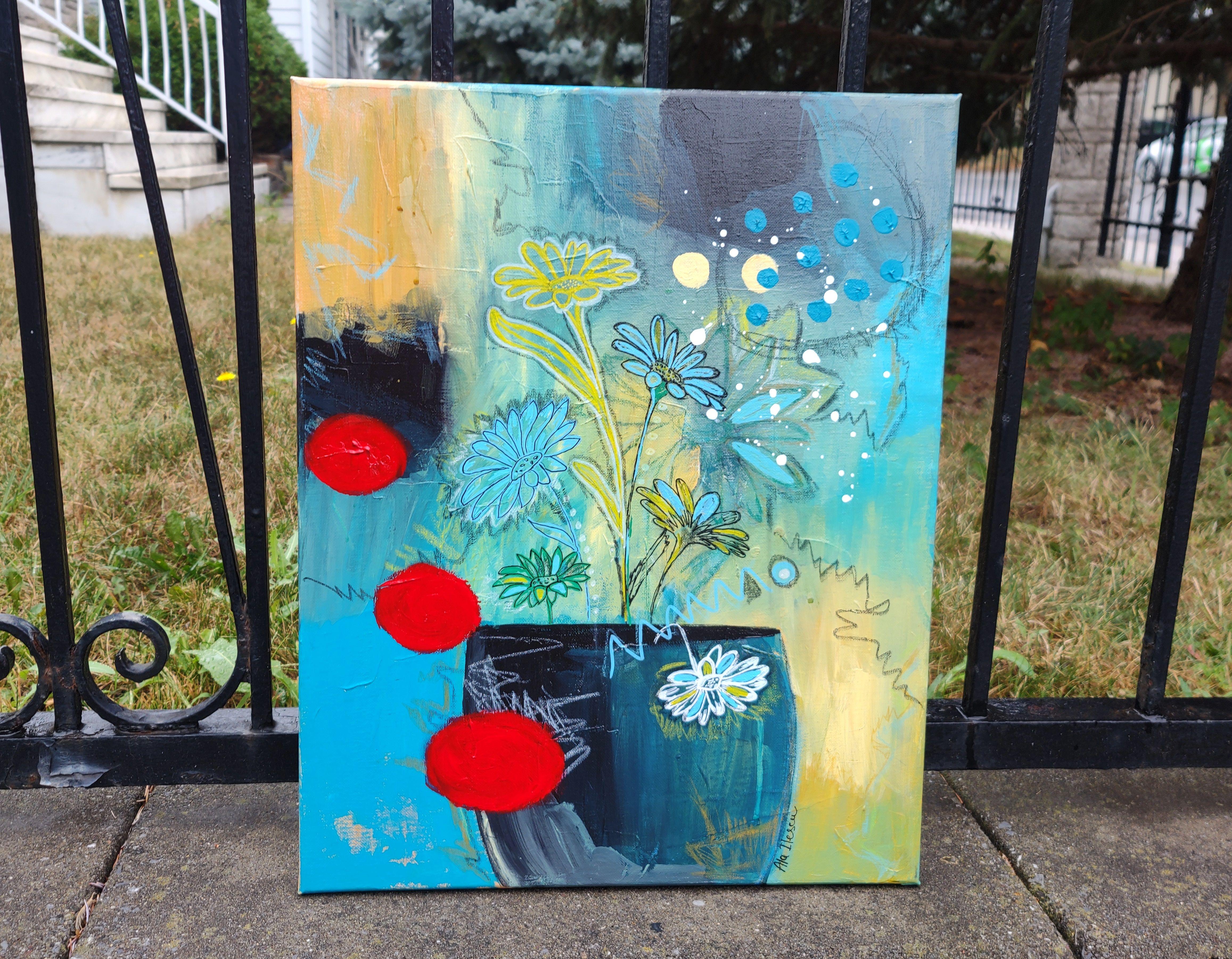 Me quiere, no me quiere, Pintura, Acrílico sobre lienzo - Painting Contemporáneo de Ala Ilescu