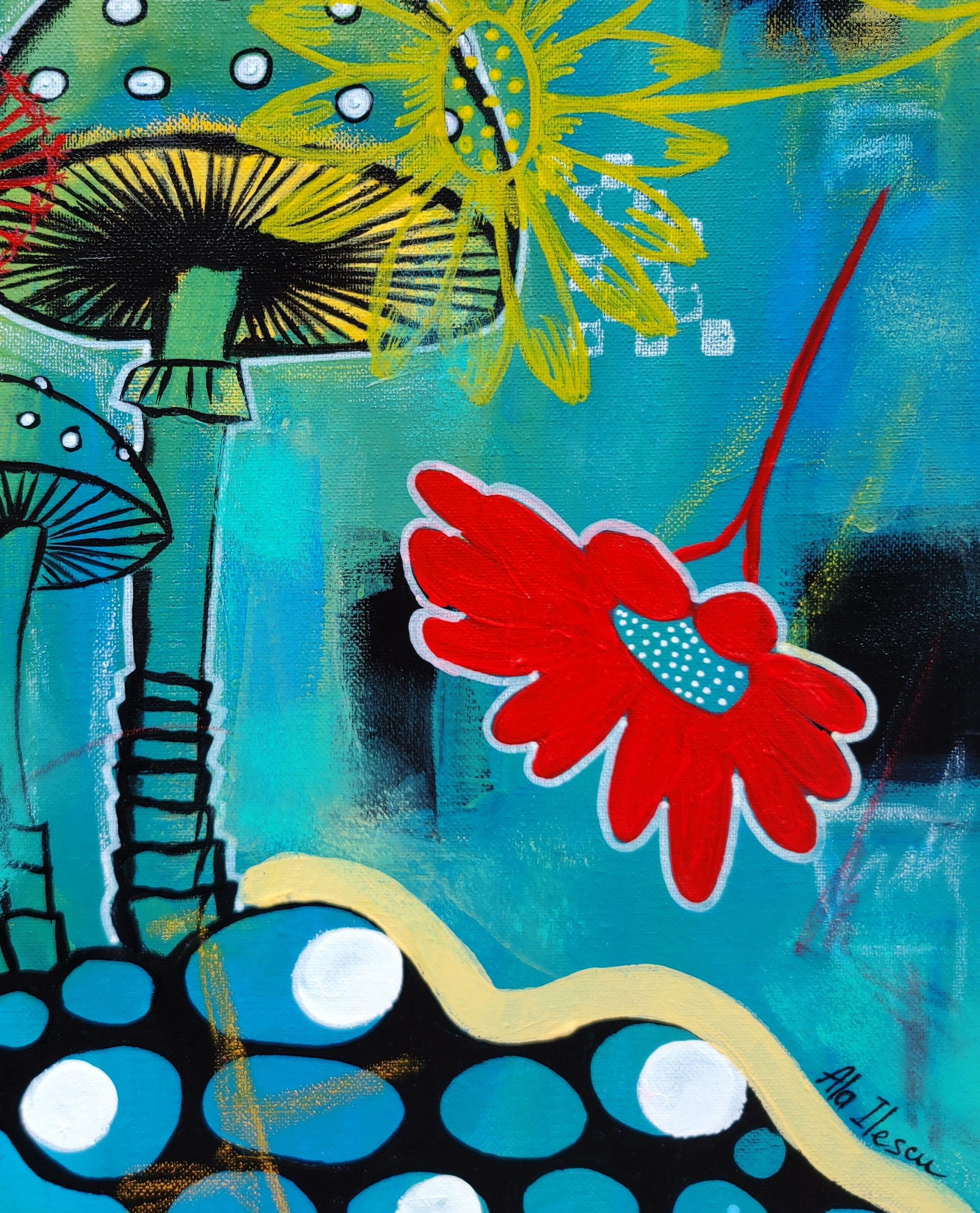 Setas, Pintura, Acrílico sobre lienzo - Painting Abstracto de Ala Ilescu