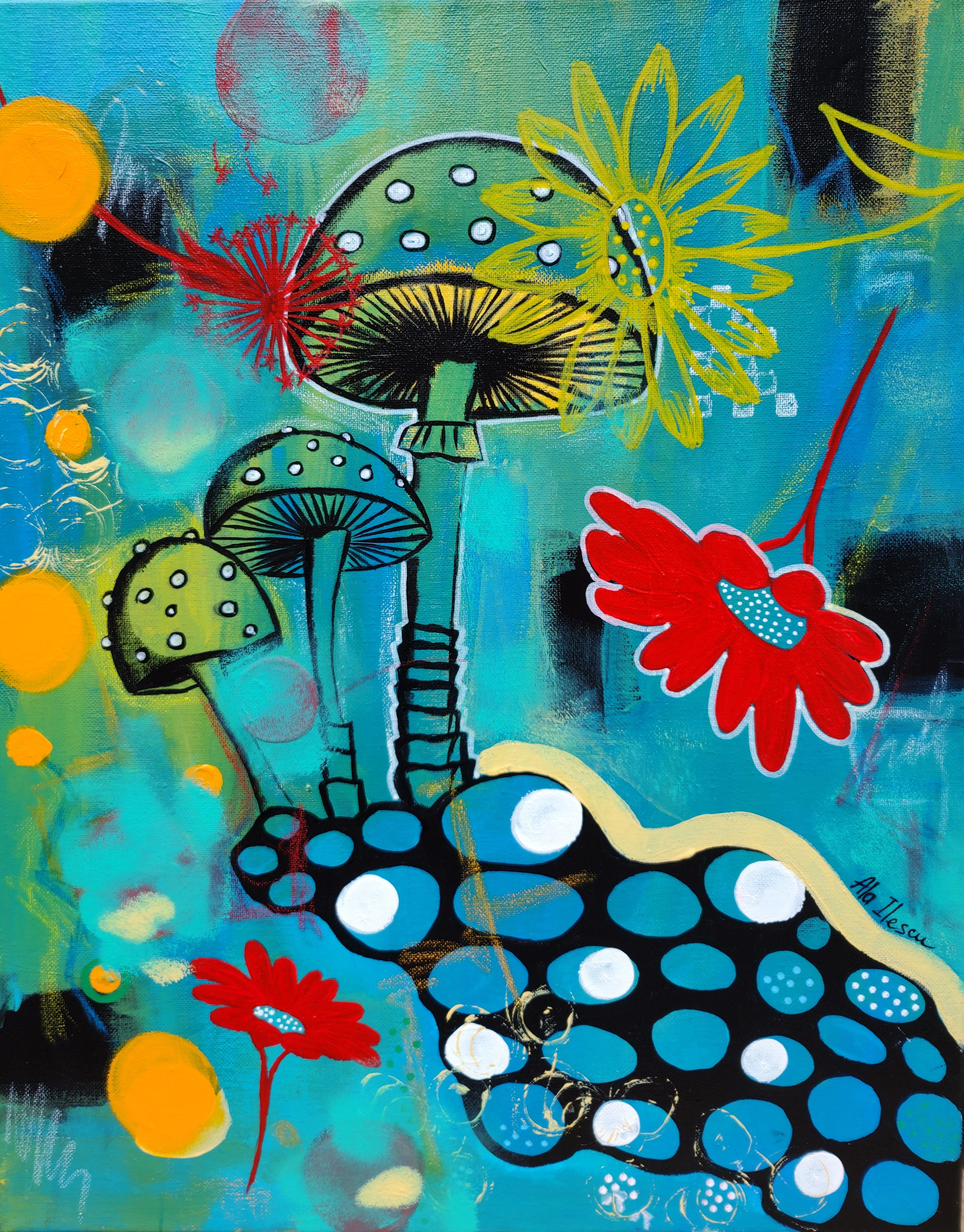Abstract Painting de Ala Ilescu - Setas, Pintura, Acrílico sobre lienzo
