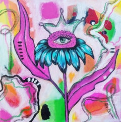 Queen Echinacea, peinture, acrylique sur toile